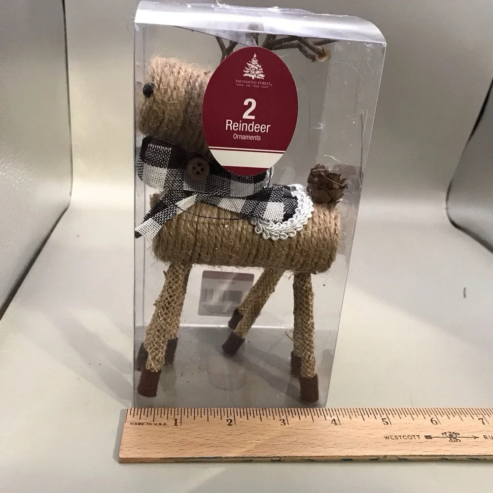 Christmas Reindeer Made Of Jute With Plaid Scarf Distributed By‎ Menards 7